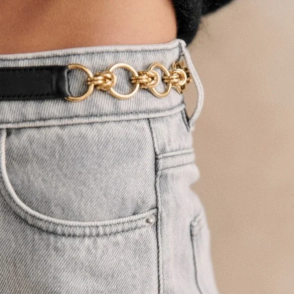 Sezane Capucine Belt in Black size 90 display picture 1